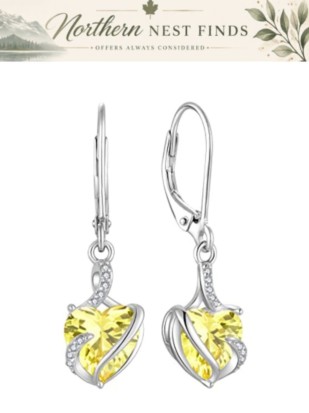 Heart Dangle Drop Earrings 925 Sterling Silver Birthstone Gift